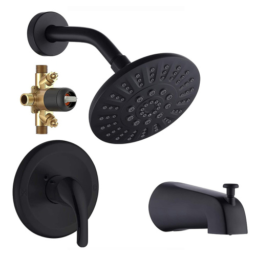 Tub Shower Faucet Black Wall Mounted Bath Taps.