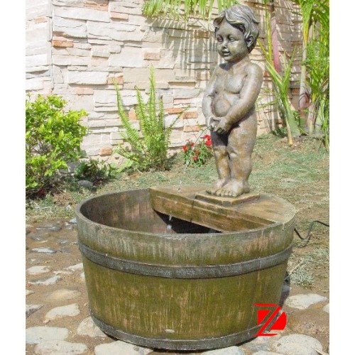 outdoor fiberglass boy peeing fountain