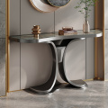 Italian light luxury rock plate stainless steel table