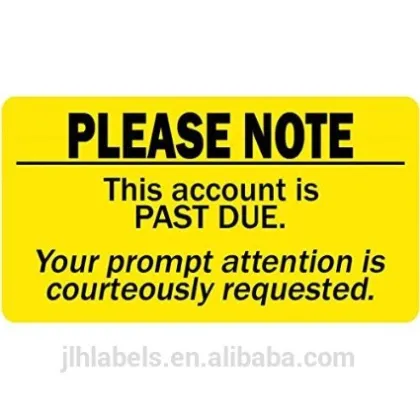 Account Past Due Billing and Collections Label Fluorescent color 2"x 1" - 500 Labels Per roll