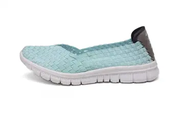 Powder Green V-Shaped Throat Anti-slip Casual Woven Pumps