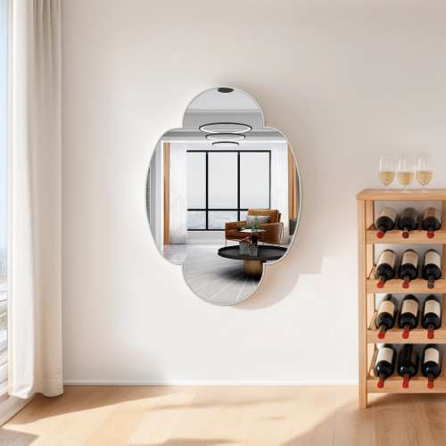 Clover shaped decorative hanging bathroom wall mirror