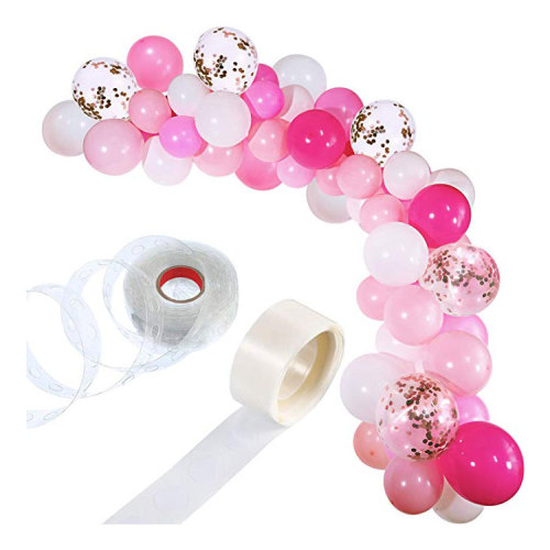Popular Eco Friendly Pink Heart Confetti Happy Birthday balloon Set For Birthday Baby Shower Girl Party Decoration