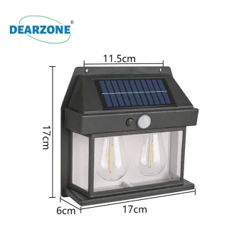 Waterproof Motion Sensor Solar Outdoor Wall Yard Light with Dual Tungsten LED Bulbs
