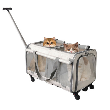 Portable Multi-Cat Nylon Trolley Bag with Zipper Closure