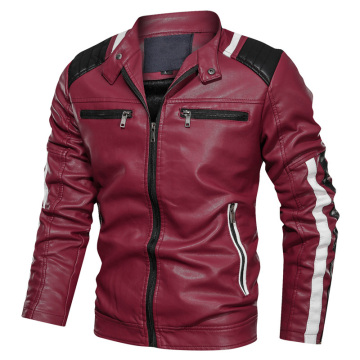 Mens PU Leather Biker Jacket High Quality Custom