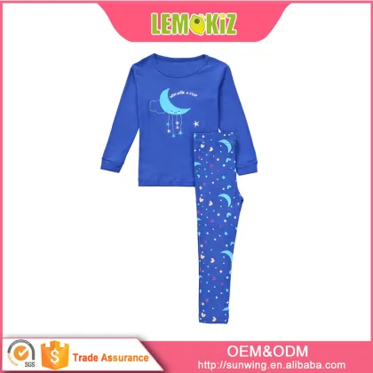 Hot Selling Cute Moon pattern Printed Enfant Nightclothes Latest Design Children Pyjamas