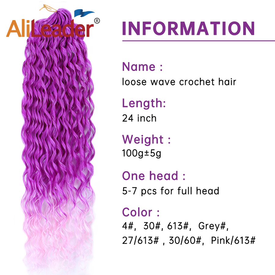 Ombre Synthetic Loose Water Wave Crochet Hair 24 Inch