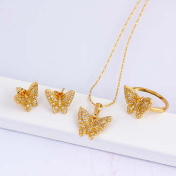 2014 Christmas Gift Fashion Jewelry Gold Plated Butterfly Jewelry Set