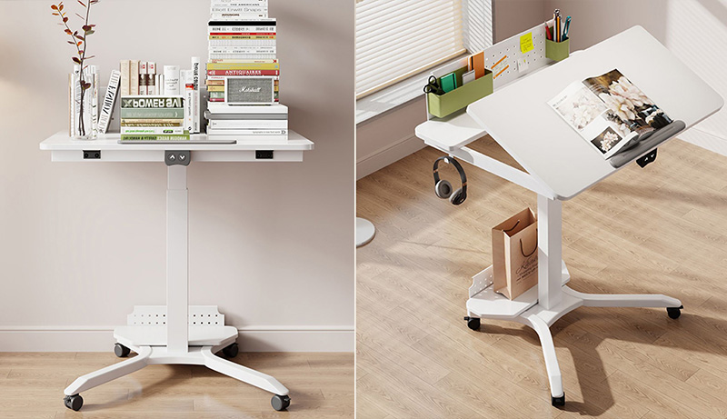 A desk with a liftable and tiltable tabletop is essential for healthy work