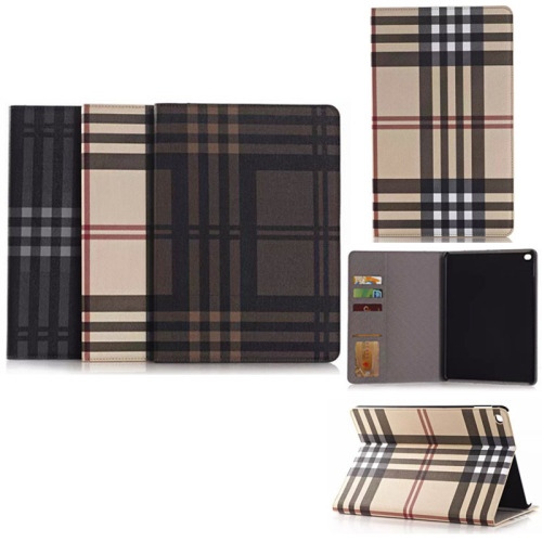 Nuevas rayas cuadros Flip PU Tablet funda de piel para Apple iPad 2 de aire