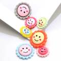 Colorful 20mm 28mm Cute Smile Face Sunflower Flatback Resin Button Cabochon For Diy Craft Scrapbook  Embellishment