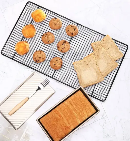 Food-Grade Non-Stick Wire Baking Cooling Rack for Cookies, Bread, and Cakes - Stainless Steel