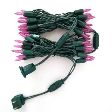 25ft 4\" Spacing M5 Commercial Outdoor LED String Lights - Multi Color Green Wire