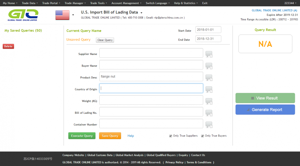 Market information of U.S. Import Nuts from other suppliers