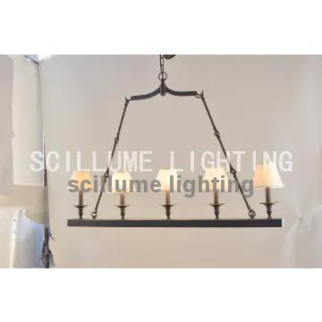 simple design 5 light iron chandelier hang by hooks