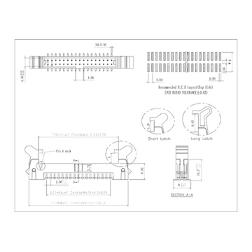 2,0 x 2,0 mm de trava de linha dupla/cabeçalho do ejetor SMT 180 °