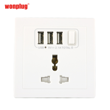 High Quality Universal Power Socket with 3 USB Ports