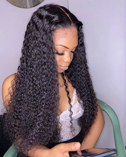 Factory Wholesale Human Hair Curly Wave 180 density Full Lace Wig Natural Hairline With Baby Hair