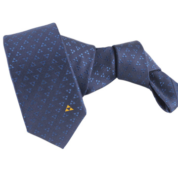 Wholesale Custom Navy Blue Jacquard Polyester Ties with Logo for Men's Suits