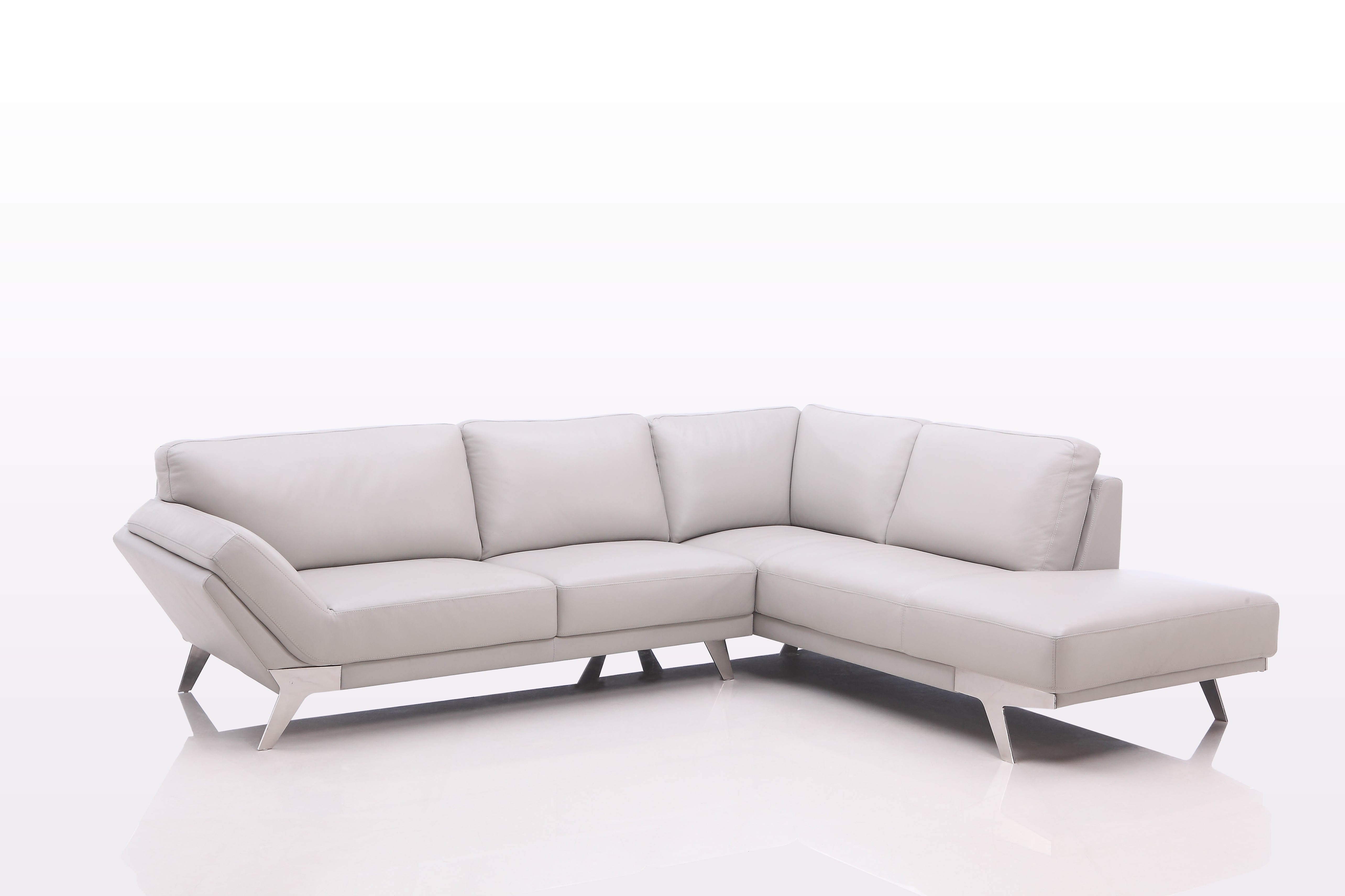 Modern Minimalist Sectional Sofa in Luxurious White Leather