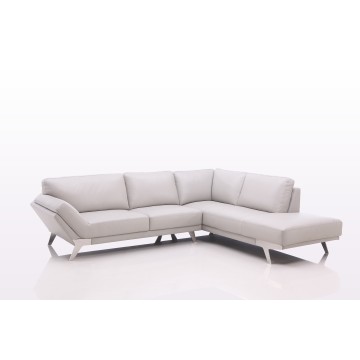 Nowoczesna minimalistyczna sofa przekrojowa w luksusowej białej skórze