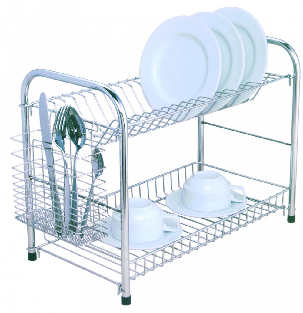 2 Tier Fodable Stainless Steel Dish Drainer