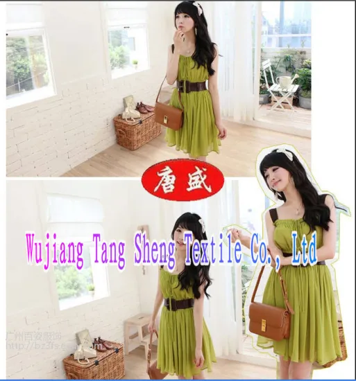 Recycled 100 polyester crinkle chiffon fabric for Dress