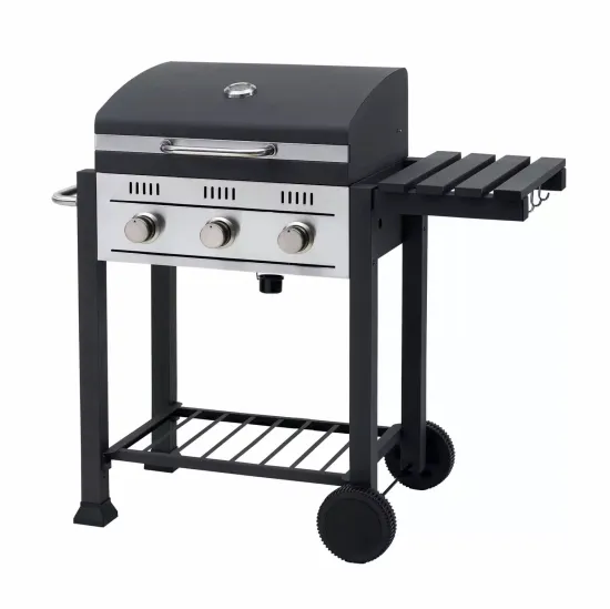 3 Burner Barbecue Gas Grill BBQ Grills with Side Shelves