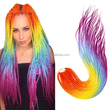 AliLeader 24 inch 30 Strands/Pack Senegal Crochet Braids Synthetic Braiding Hair Ombre Senegalese Twist Crochet Hair for Women