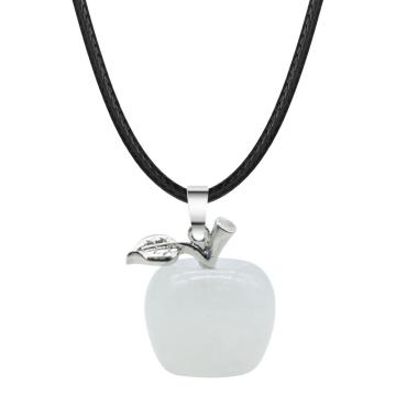 Handmade Craved 20MM Crystal Apple Pendant Necklace