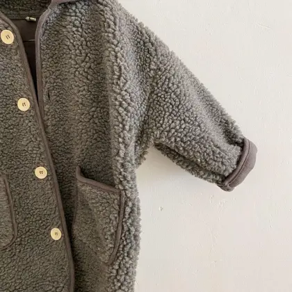 Children's Long Lamb Wool Coat