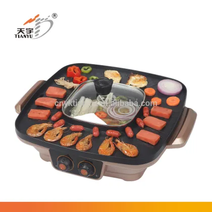 indoor die-casting aluminum korean style electric barbecue grill with hot pot