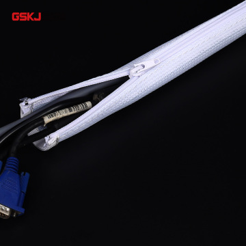 Braided Wire Zipper Sleeve for Office Cable Management