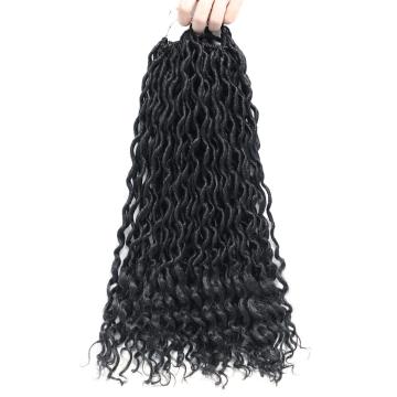 Cheap Wholesale18 inch Long Soft Synthetic Wavy Goddess Faux Locs Crochet Braiding Hair With Curly Ends