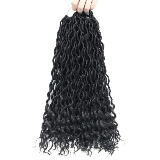 Cheap Wholesale18 inch Long Soft Synthetic Wavy Goddess Faux Locs Crochet Braiding Hair With Curly Ends