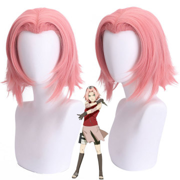 Sakura Haruno Cosplay -Perücke 30 cm rosa synthetische Haare für Anime -Partys