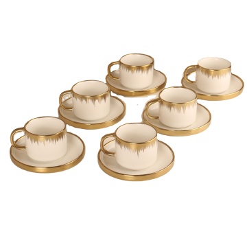 Custom Espresso Cup Set 6*90cc - Matte Glaze with Electroplated Gold