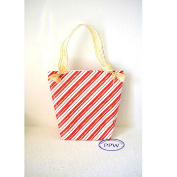stripes Pretty Paper Gift Bag with lace ribbon Wholesale (High quality)