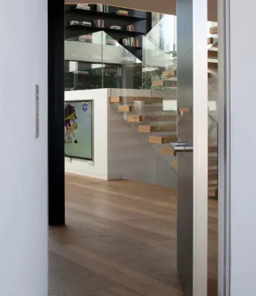 MS2025 Contemporary Floating Stair with Glass Rail