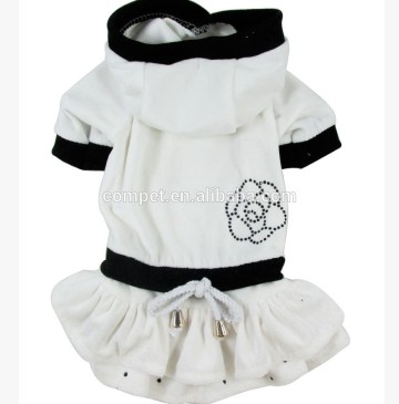 Pet Apparel Camellia White Velvet Dog Layered Dress