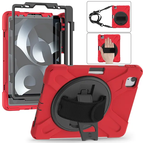 Universal Silicon 3-Layer Shock-Proof Case for Pad Pro 11 (2020/2018) with Hand Straps and Kickstand