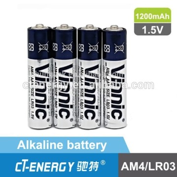 Vinnic Alkaline aaa battery AM4 high capacity 1200mAh for MP3 player