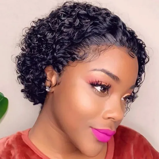 Fast Shipping China Pixie Cut Curly Lace Wigs Cheap Price Short Bob Pixie Cut Raw Indian Virgin Human Hair Wigs