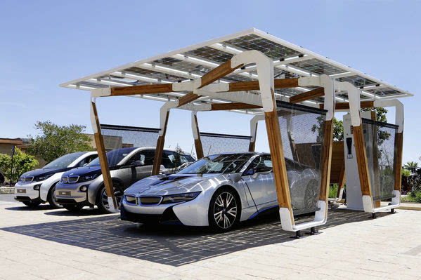 Cobertura de una sola fila Montaje de cochera mediante paneles solares