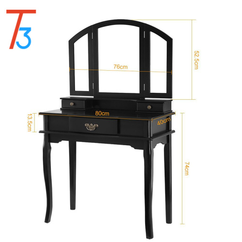 Black Dressing Table with Mirror European Modern Vanity Dressing Table With Mirror Manufactory