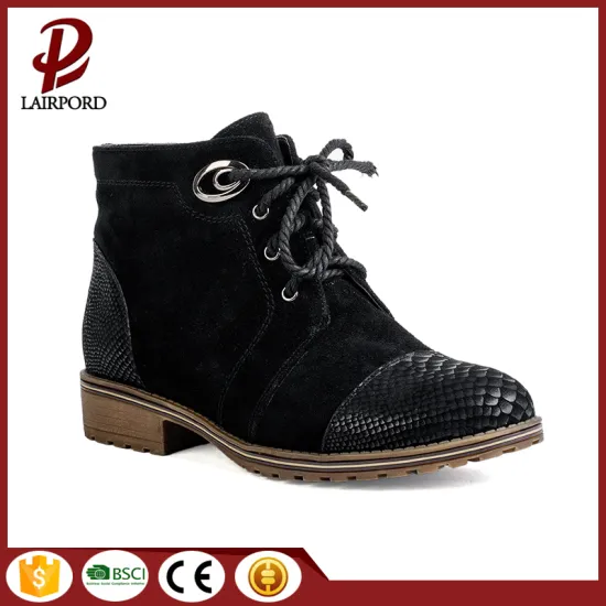 faux suede fur genuine leather flat shoes