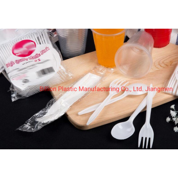 White Color Disposable PP Plastic Fork and Napkin Set