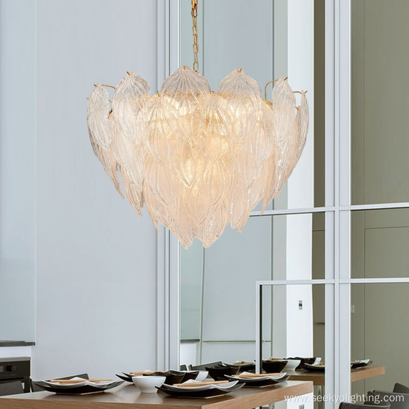 Luxury Glass Leaf Pendant Lamp Crystal Leaf Chandelier