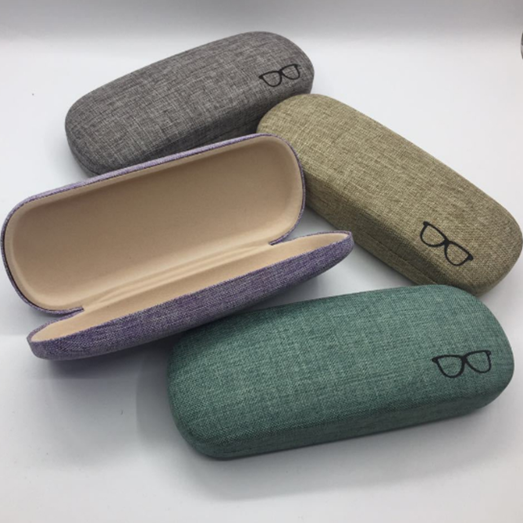 Portable Glasses Eyewear Box Case Bags Metal Linen Display Solid Color